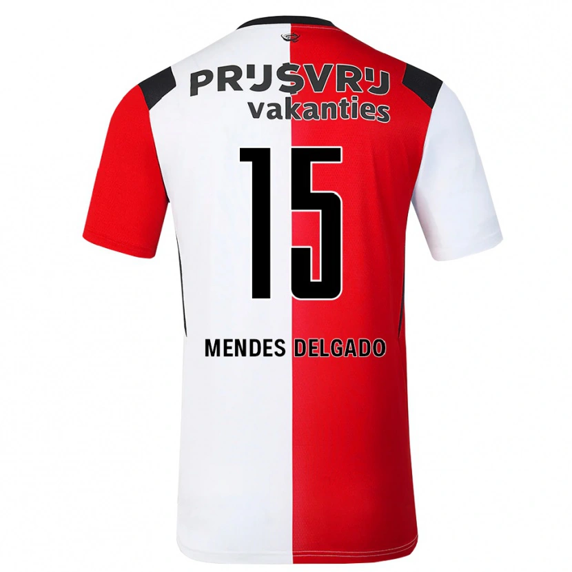 Danxen Niño Camiseta Jayden Mendes Delgado #15 Rojo Blanco Negro 1ª Equipación 2026/27 La Camisa
