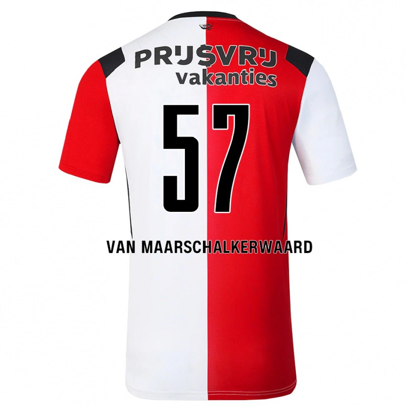 Danxen Niño Camiseta Pieter Van Maarschalkerwaard #57 Rojo Blanco Negro 1ª Equipación 2026/27 La Camisa