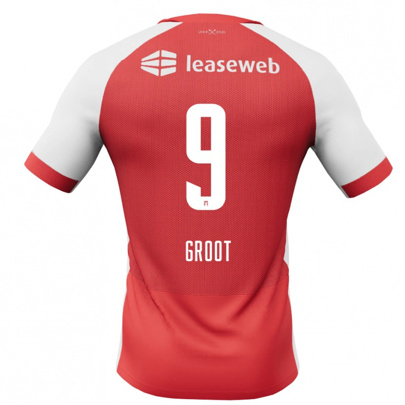 Danxen Niño Camiseta Gijs Groot #9 Rojo Blanco Negro 1ª Equipación 2026/27 La Camisa