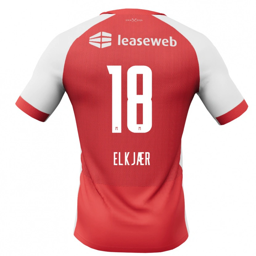 Danxen Niño Camiseta Frej Elkjær #18 Rojo Blanco Negro 1ª Equipación 2026/27 La Camisa