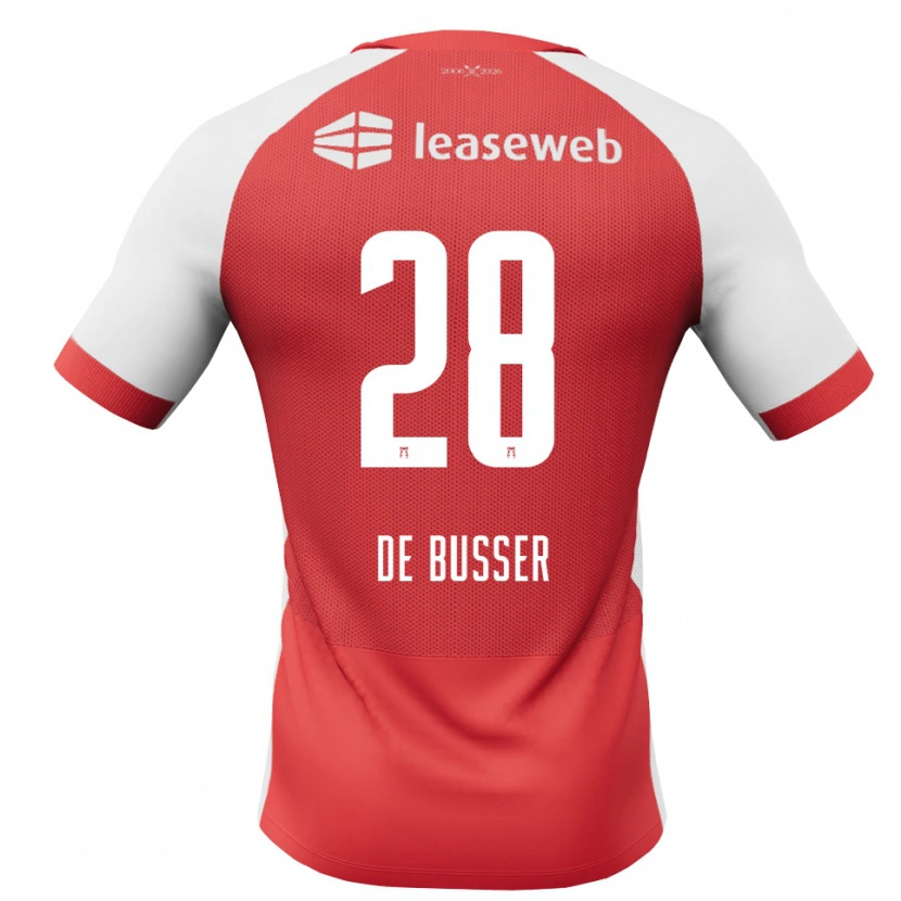 Danxen Niño Camiseta Jari De Busser #28 Rojo Blanco Negro 1ª Equipación 2026/27 La Camisa