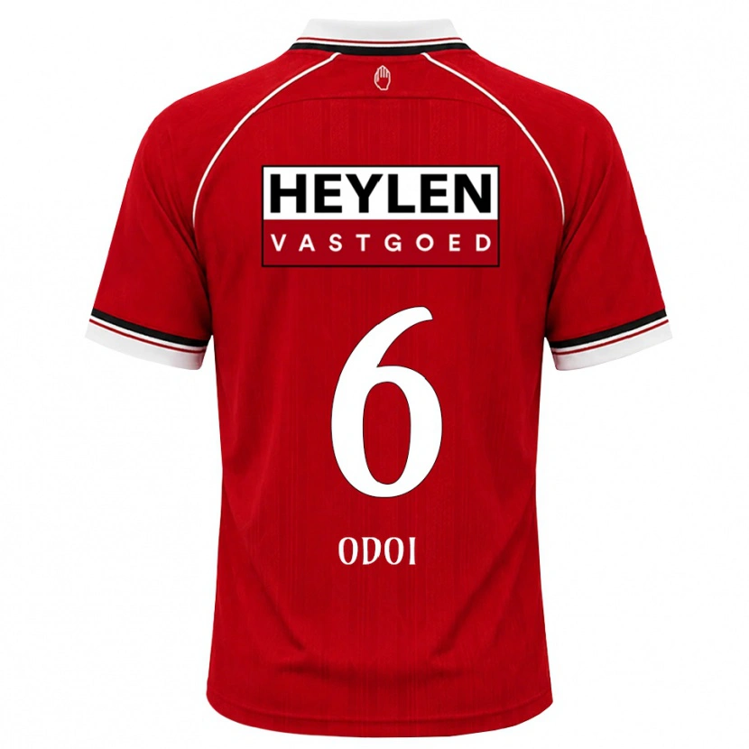 Danxen Niño Camiseta Denis Odoi #6 Rojo Blanco Negro 1ª Equipación 2026/27 La Camisa