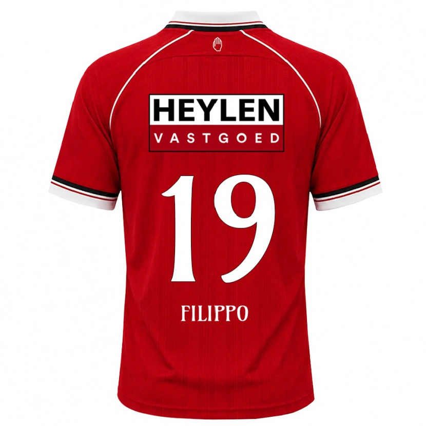 Danxen Niño Camiseta Niels Filippo #19 Rojo Blanco Negro 1ª Equipación 2026/27 La Camisa