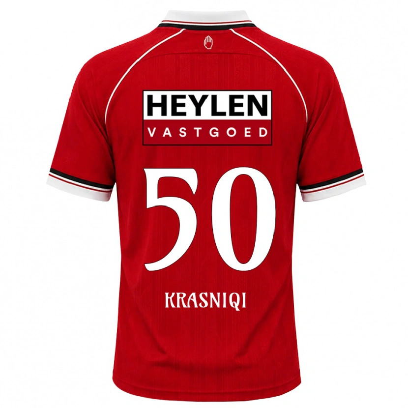 Danxen Niño Camiseta Laurit Krasniqi #50 Rojo Blanco Negro 1ª Equipación 2026/27 La Camisa