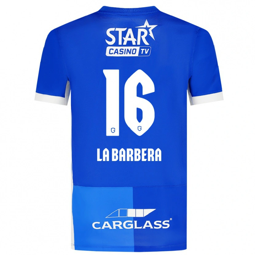 Danxen Niño Camiseta Yonni La Barbera #16 Azulmedio Azulreal Blanco 1ª Equipación 2026/27 La Camisa