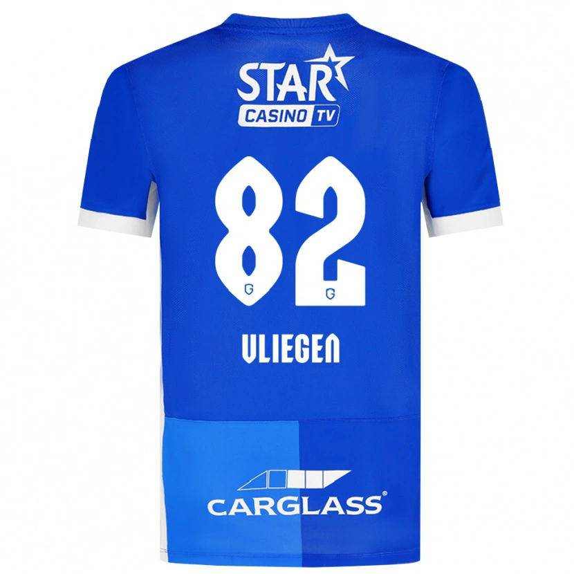 Danxen Niño Camiseta Olivier Vliegen #82 Azulmedio Azulreal Blanco 1ª Equipación 2026/27 La Camisa