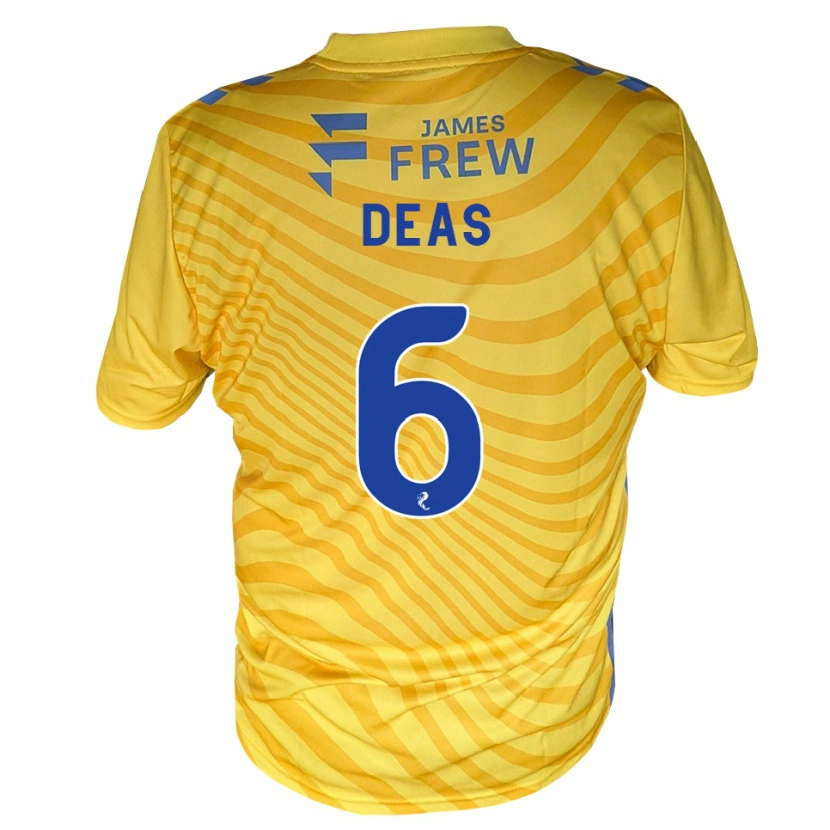 Danxen Niño Camiseta Robbie Deas #6 Azul Real Amarillo 2ª Equipación 2026/27 La Camisa