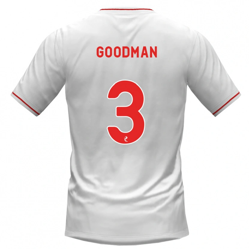 Danxen Niño Camiseta Mya Goodman #3 Blanco Rojo 2ª Equipación 2026/27 La Camisa