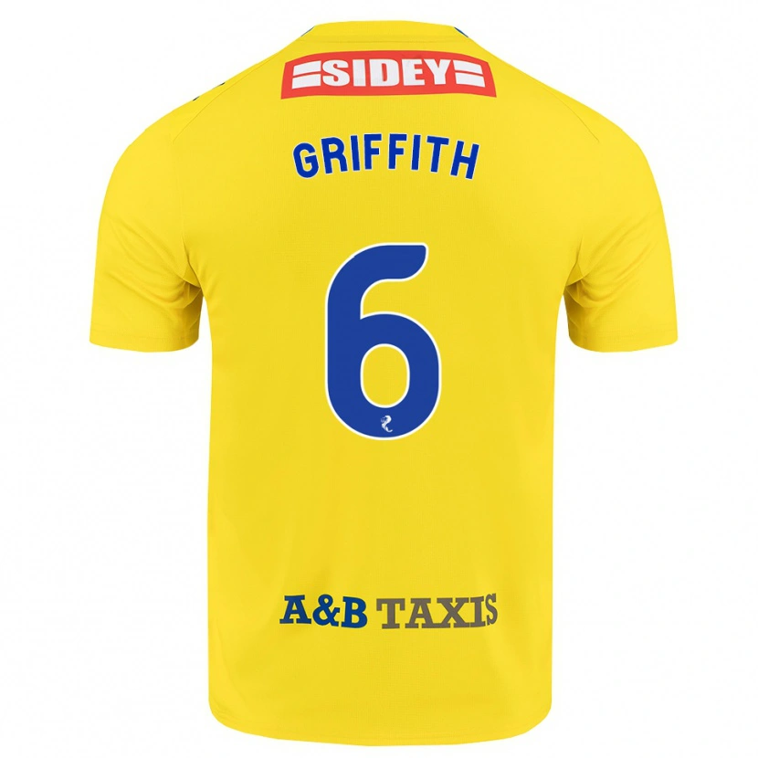 Danxen Niño Camiseta Víctor Griffith #6 Amarillo Azul Negro 2ª Equipación 2026/27 La Camisa
