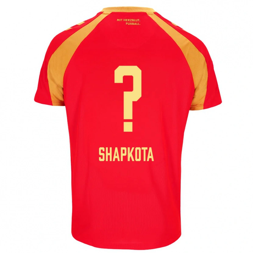 Danxen Niño Camiseta Raul Shapkota #0 Rojo Naranja Negro 2ª Equipación 2026/27 La Camisa