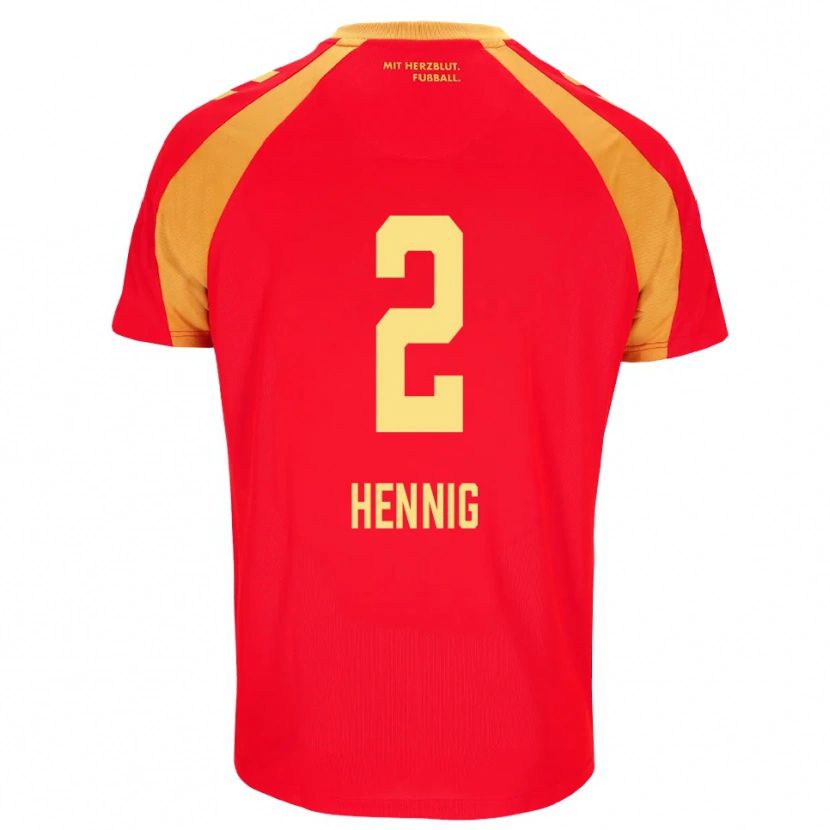 Danxen Niño Camiseta Lenny Hennig #2 Rojo Naranja Negro 2ª Equipación 2026/27 La Camisa
