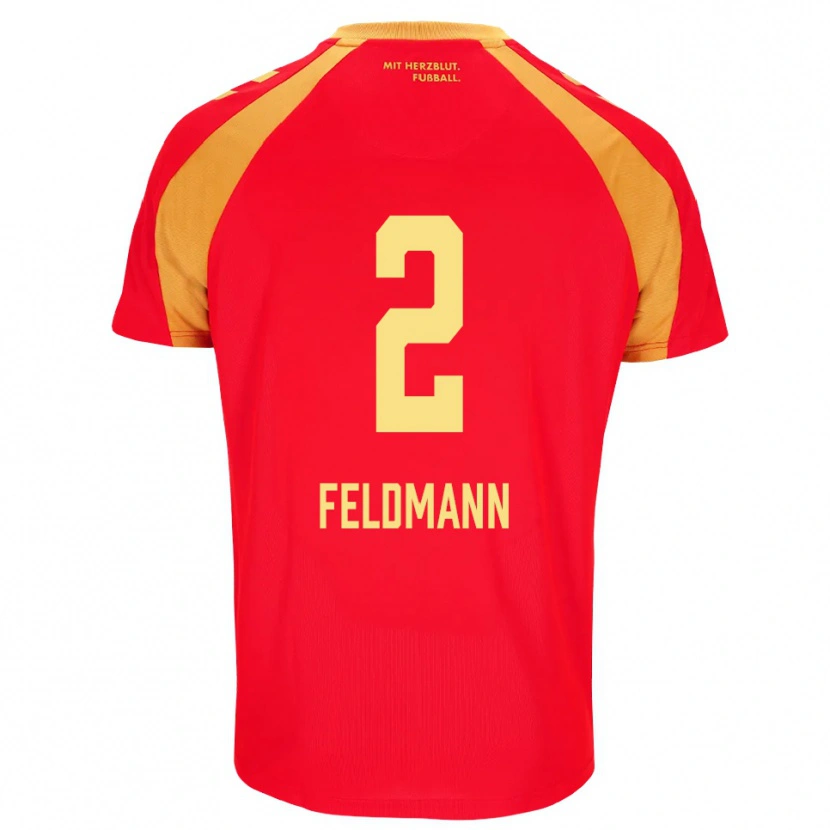 Danxen Niño Camiseta Ole Feldmann #2 Rojo Naranja Negro 2ª Equipación 2026/27 La Camisa