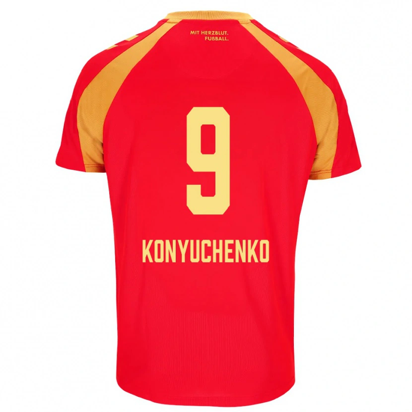 Danxen Niño Camiseta Yehor Konyuchenko #9 Rojo Naranja Negro 2ª Equipación 2026/27 La Camisa