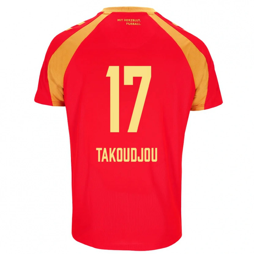 Danxen Niño Camiseta Alan Takoudjou Somolinos #17 Rojo Naranja Negro 2ª Equipación 2026/27 La Camisa