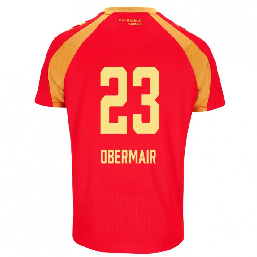 Danxen Niño Camiseta Raphael Obermair #23 Rojo Naranja Negro 2ª Equipación 2026/27 La Camisa