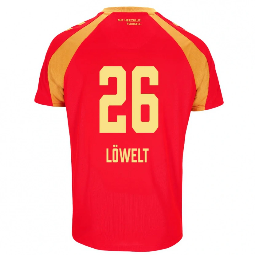 Danxen Niño Camiseta Luca Löwelt #26 Rojo Naranja Negro 2ª Equipación 2026/27 La Camisa