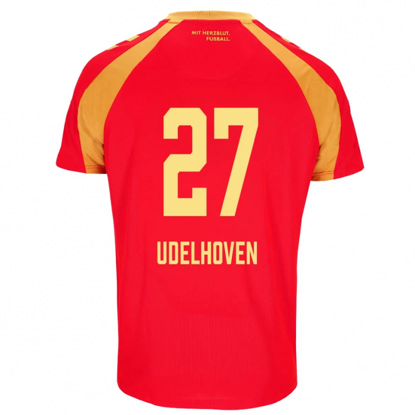 Danxen Niño Camiseta Joel Udelhoven #27 Rojo Naranja Negro 2ª Equipación 2026/27 La Camisa