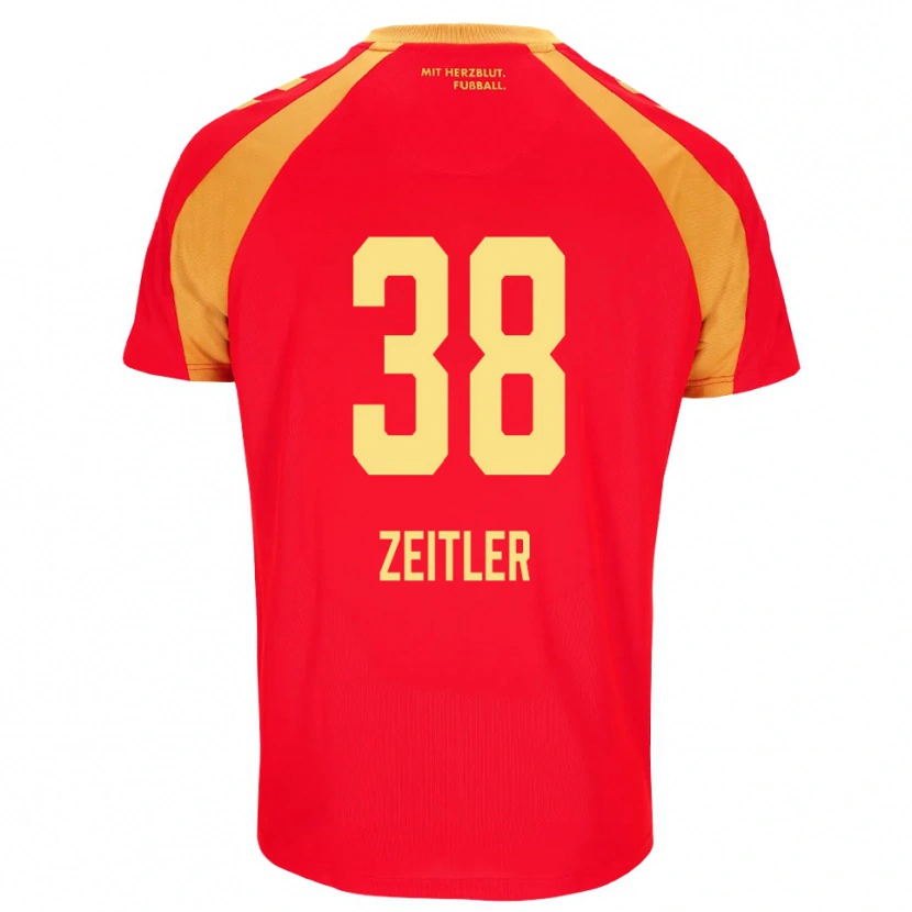 Danxen Niño Camiseta Deniz Zeitler #38 Rojo Naranja Negro 2ª Equipación 2026/27 La Camisa