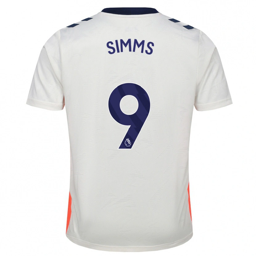 Danxen Niño Camiseta Ellis Simms #9 Blanco Naranja Azul Real 2ª Equipación 2026/27 La Camisa