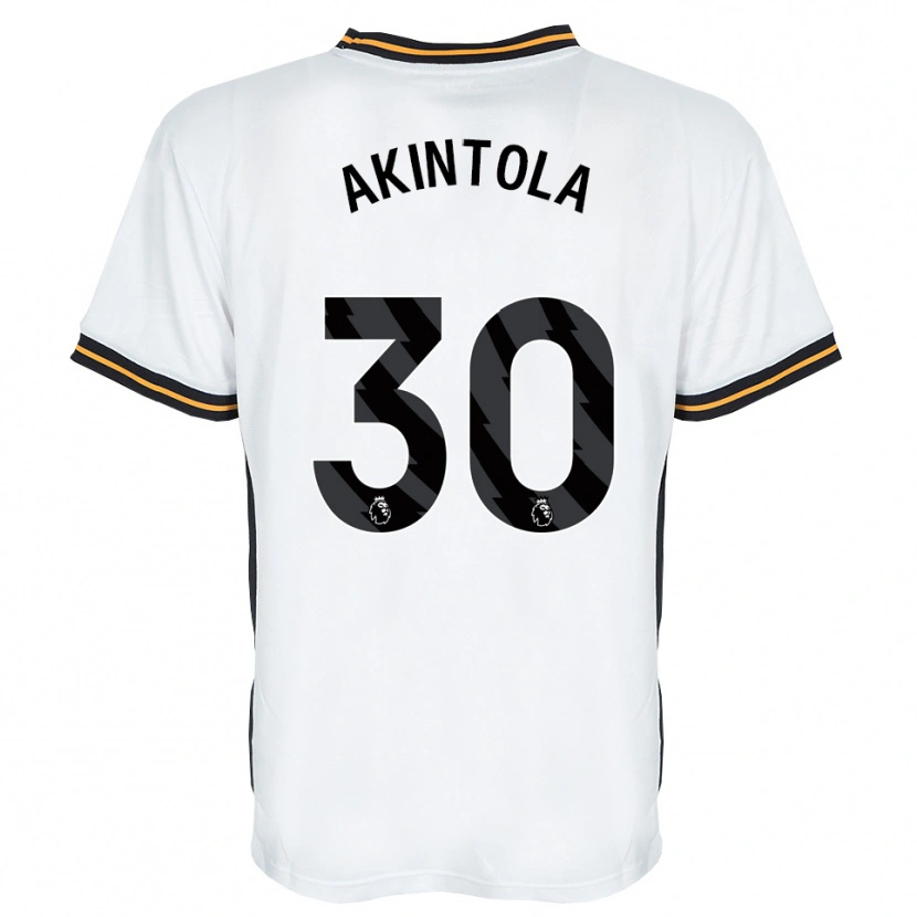 Danxen Niño Camiseta David Akintola #30 Blanco Naranja Negro 2ª Equipación 2026/27 La Camisa