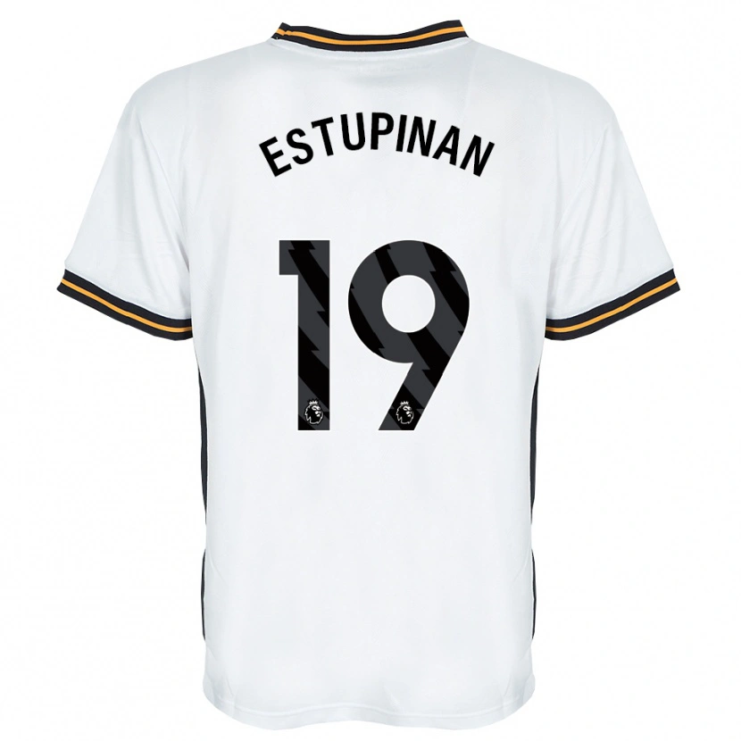 Danxen Niño Camiseta Óscar Estupiñán #19 Blanco Naranja Negro 2ª Equipación 2026/27 La Camisa