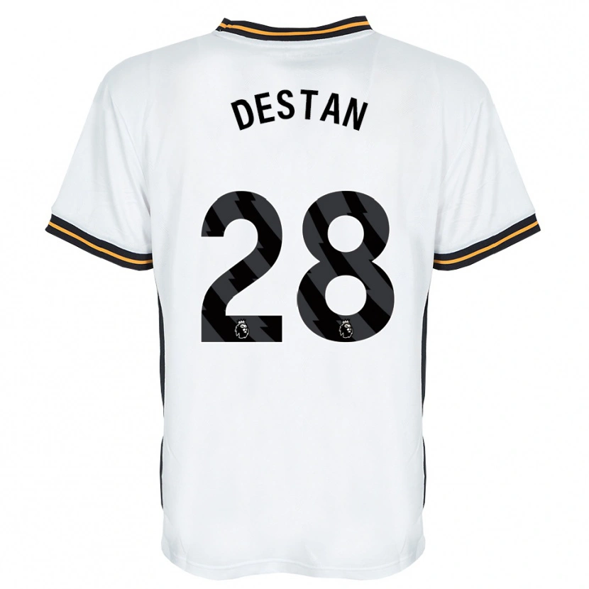 Danxen Niño Camiseta Enis Destan #28 Blanco Naranja Negro 2ª Equipación 2026/27 La Camisa
