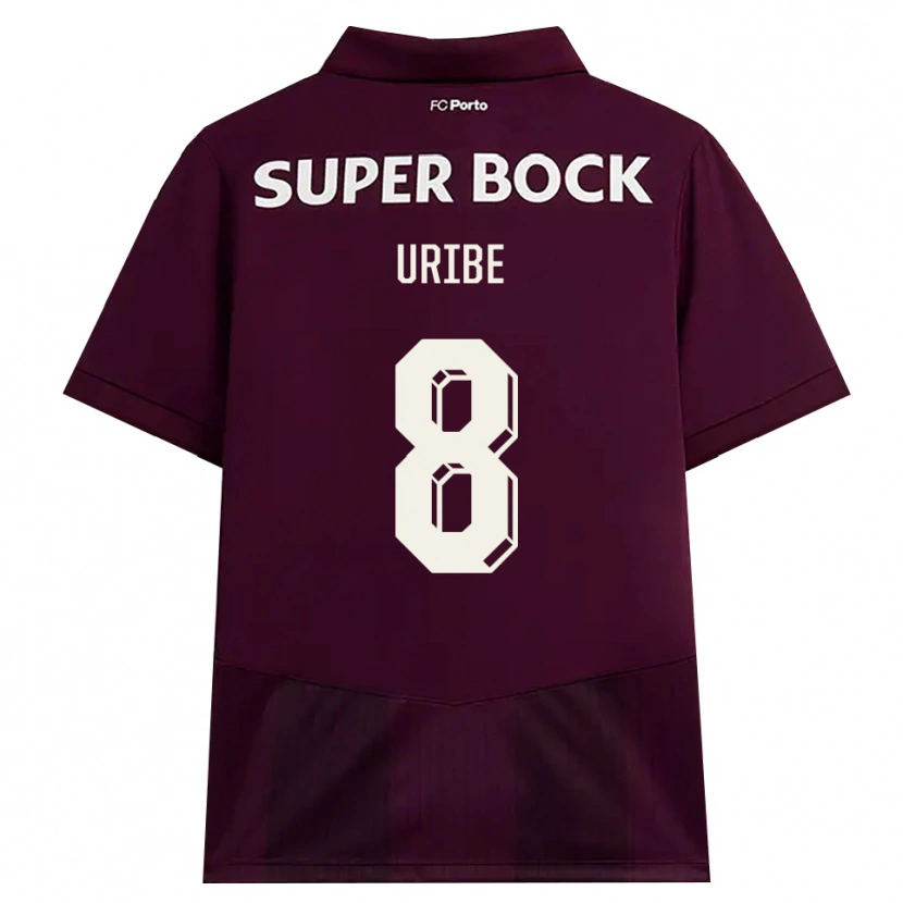 Danxen Niño Camiseta Mateus Uribe #8 Blanco Borgoña Blanco 2ª Equipación 2026/27 La Camisa
