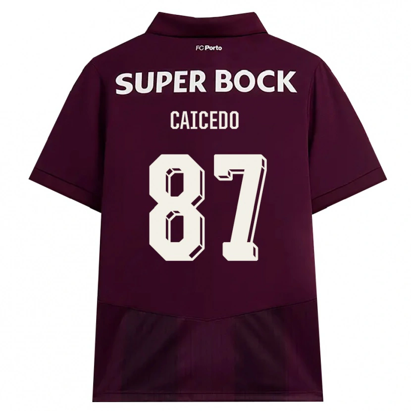 Danxen Niño Camiseta Brayan Caicedo #87 Blanco Borgoña Blanco 2ª Equipación 2026/27 La Camisa
