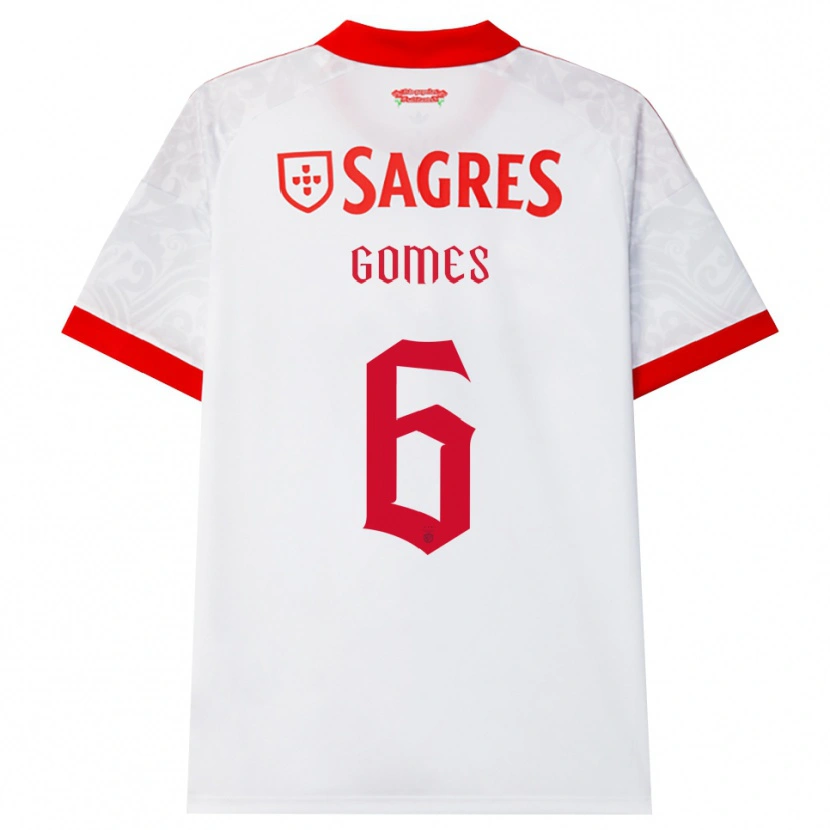 Danxen Niño Camiseta Hugo Gomes #6 Blanco Rojo Amarillo 2ª Equipación 2026/27 La Camisa