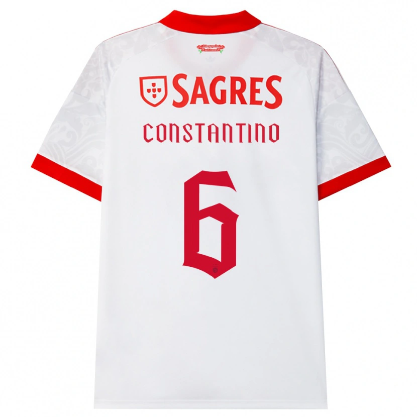 Danxen Niño Camiseta Simão Constantino #6 Blanco Rojo Amarillo 2ª Equipación 2026/27 La Camisa