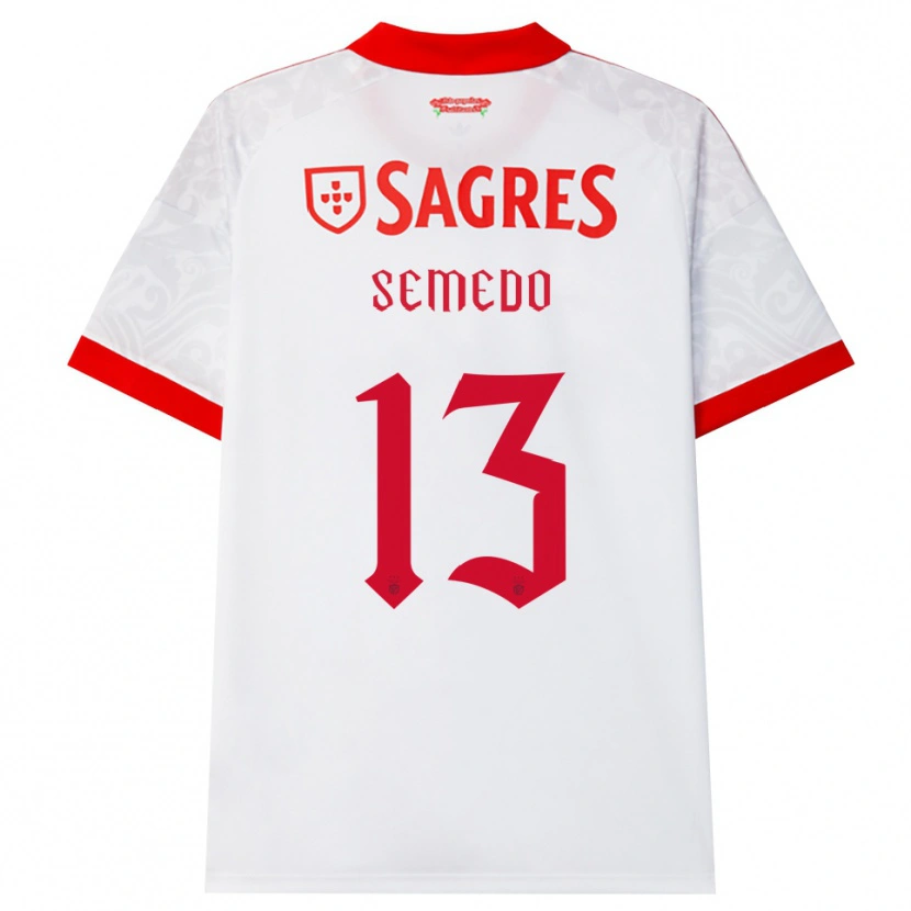 Danxen Niño Camiseta Benjamim Semedo #13 Blanco Rojo Amarillo 2ª Equipación 2026/27 La Camisa