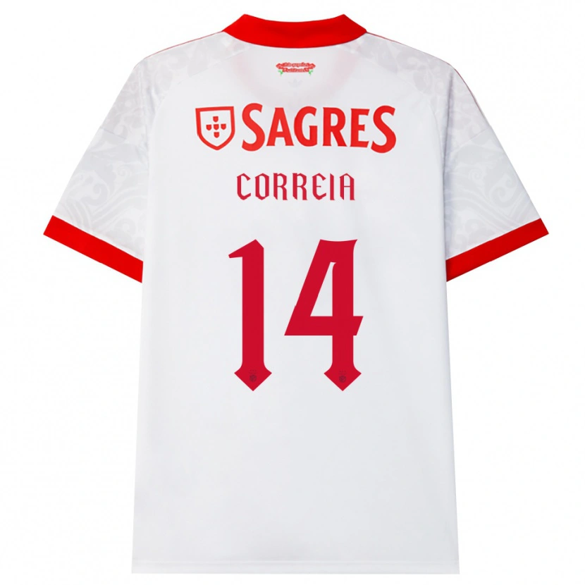 Danxen Niño Camiseta Rúben Correia #14 Blanco Rojo Amarillo 2ª Equipación 2026/27 La Camisa