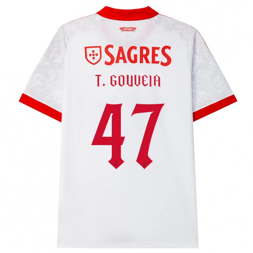 Danxen Niño Camiseta Tiago Gouveia #47 Blanco Rojo Amarillo 2ª Equipación 2026/27 La Camisa