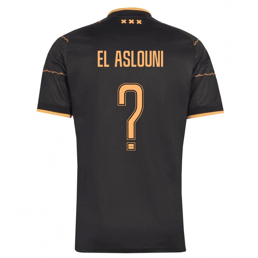 Danxen Niño Camiseta Achraf El Aslouni #0 Negro Naranja 2ª Equipación 2026/27 La Camisa