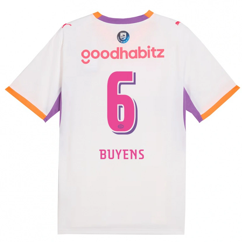 Danxen Niño Camiseta Mathieu Buyens #6 Blanco Púrpura Naranja 2ª Equipación 2026/27 La Camisa