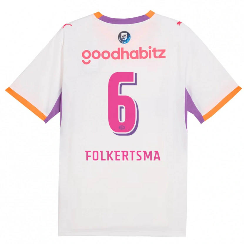 Danxen Niño Camiseta Sisca Folkertsma #6 Blanco Púrpura Naranja 2ª Equipación 2026/27 La Camisa