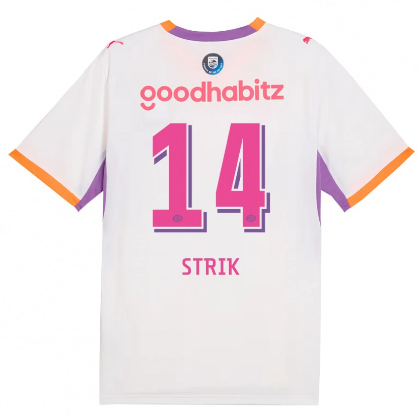 Danxen Niño Camiseta Laura Strik #14 Blanco Púrpura Naranja 2ª Equipación 2026/27 La Camisa