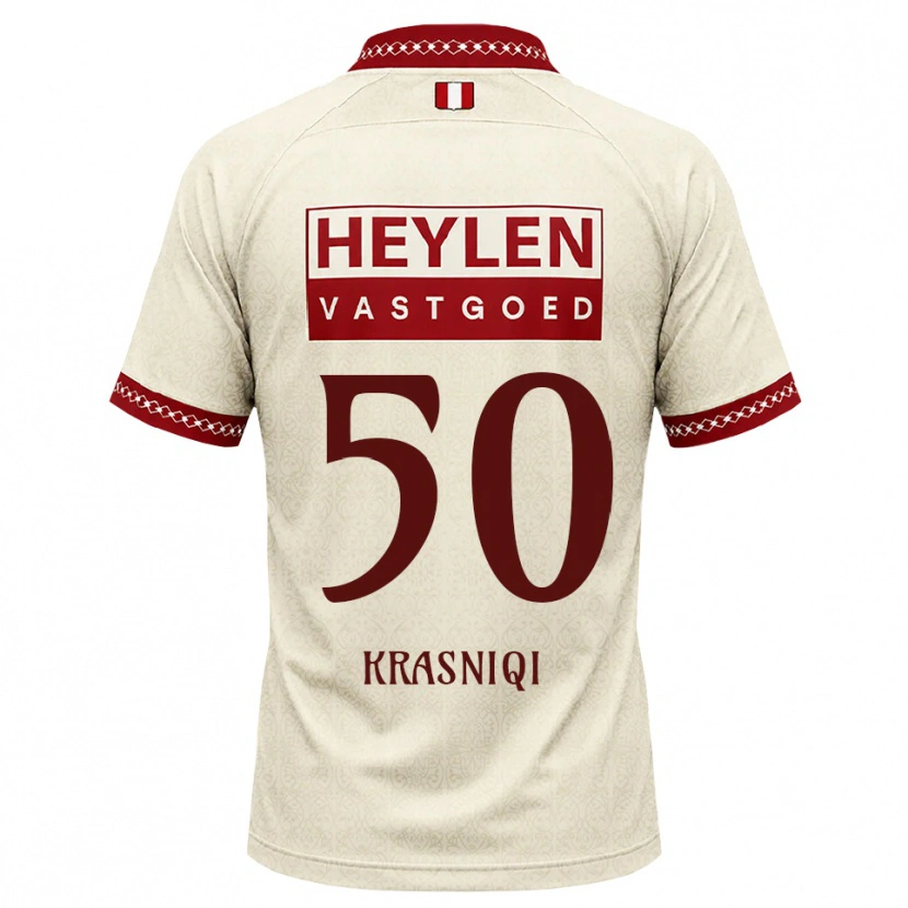 Danxen Niño Camiseta Laurit Krasniqi #50 Beige Rojo 2ª Equipación 2026/27 La Camisa