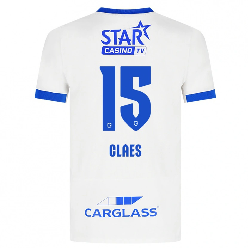 Danxen Niño Camiseta Thomas Claes #15 Blanco Azul 2ª Equipación 2026/27 La Camisa