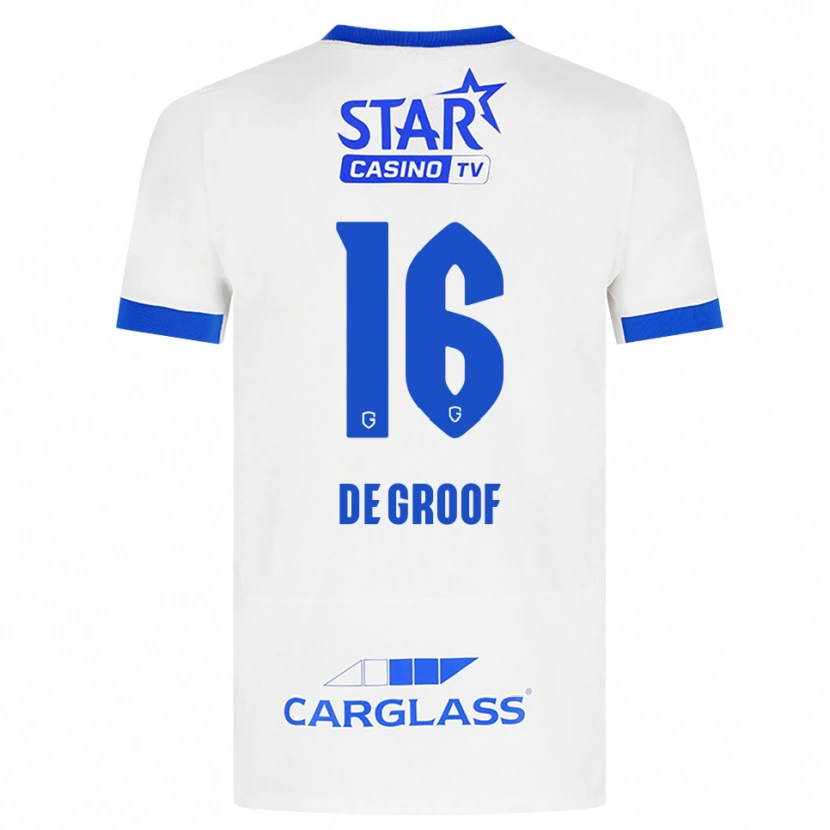 Danxen Niño Camiseta Jens De Groof #16 Blanco Azul 2ª Equipación 2026/27 La Camisa