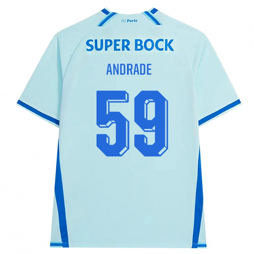 Danxen Niño Camiseta Tiago Andrade #59 Cianclaro Azul Equipación Tercera 2026/27 La Camisa