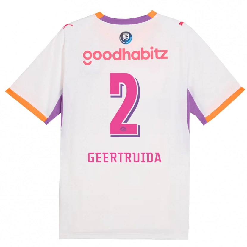 Danxen Niño Camiseta Lutsharel Geertruida #2 Blanco Púrpura Naranja 2ª Equipación 2026/27 La Camisa