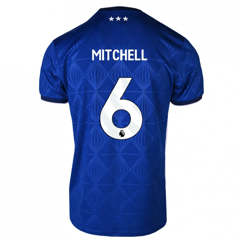 Danxen Hombre Camiseta Leah Mitchell #6 Azul Medio Blanco Rojo 1ª Equipación 2026/27 La Camisa
