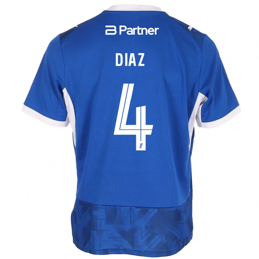 Danxen Hombre Camiseta Junior Diaz #4 Azul Medio Blanco 1ª Equipación 2026/27 La Camisa
