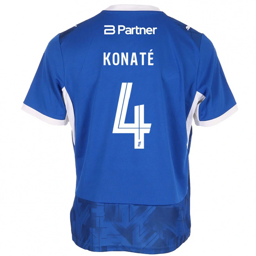 Danxen Hombre Camiseta Djibril Konaté #4 Azul Medio Blanco 1ª Equipación 2026/27 La Camisa
