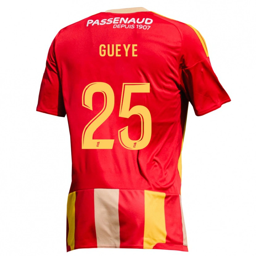 Danxen Hombre Camiseta Dame Gueye #25 Rojo Amarillo Verde 1ª Equipación 2026/27 La Camisa