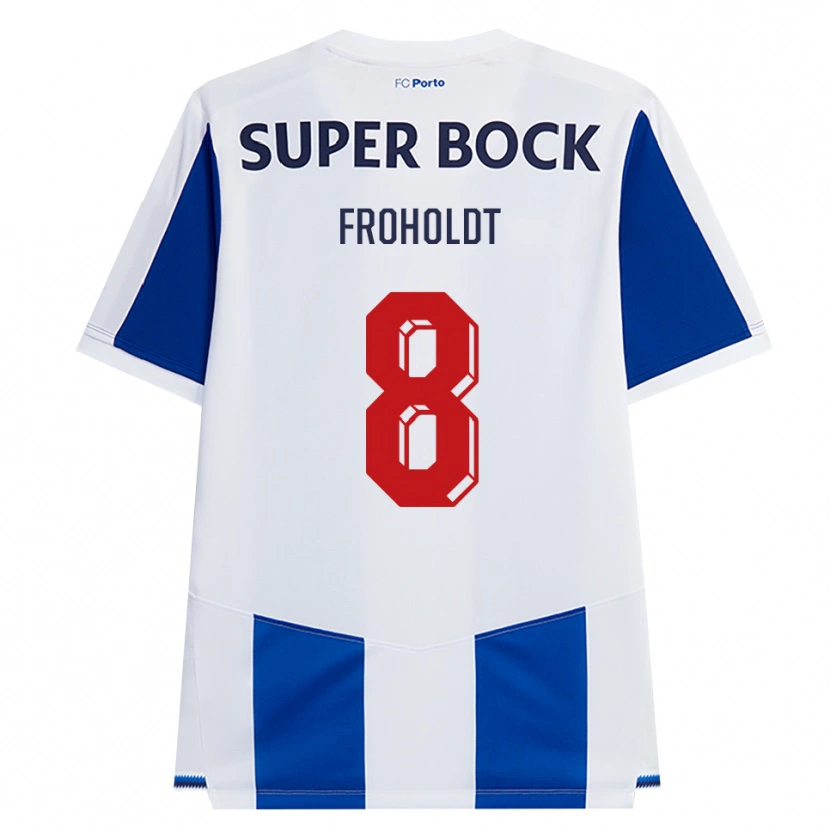 Danxen Hombre Camiseta Victor Froholdt #8 Azul Blanco Rojo 1ª Equipación 2026/27 La Camisa