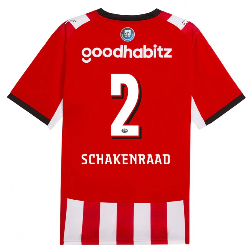 Danxen Hombre Camiseta Loek Schakenraad #2 Rojo Blanco Negro 1ª Equipación 2026/27 La Camisa