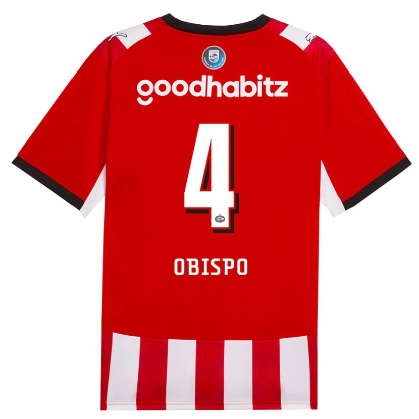 Danxen Hombre Camiseta Armando Obispo #4 Rojo Blanco Negro 1ª Equipación 2026/27 La Camisa