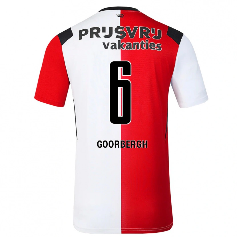 Danxen Hombre Camiseta Cheyenne Van Den Goorbergh #6 Rojo Blanco Negro 1ª Equipación 2026/27 La Camisa